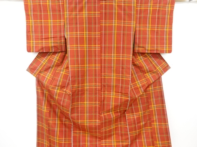 リサイクル　未使用品　格子織り出し本場大島紬着物