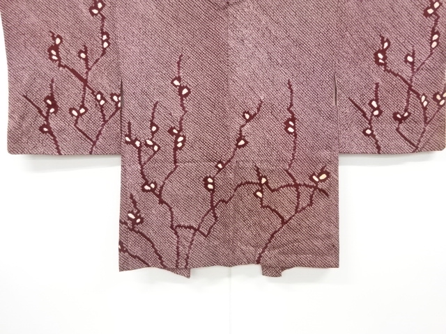 アンティーク着物 ] - 縮緬・錦紗 アンティーク 本総絞り 枝花模様絵 
