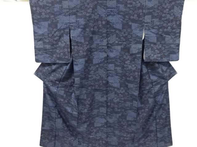 SALE!! JAPANESE KIMONO / VINTAGE KIMONO / SILK / TSUMUGI \ WOVEN LEAVE