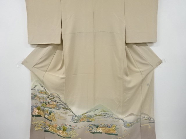 SALE!! リサイクル 窪田裕兆作 本場加賀友禅 遠山に家屋風景模様一つ紋色留袖