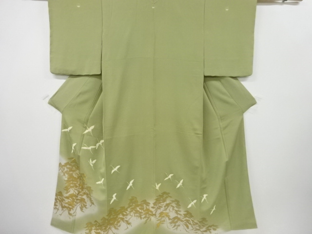 SALE!! JAPANESE KIMONO / IRO-TOMESODE / EMBROIDERY / CRANES & PINE