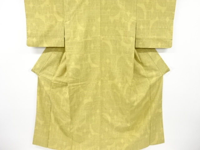 JAPANESE KIMONO / SILK / YUKI TSUMUGI / WOVEN ABSTRACT PATTERN