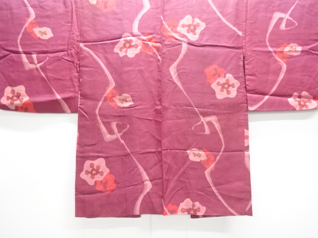 JAPANESE KIMONO / ANTIQUE HAORI / SILK / MEISEN / WOVEN FLOWERS