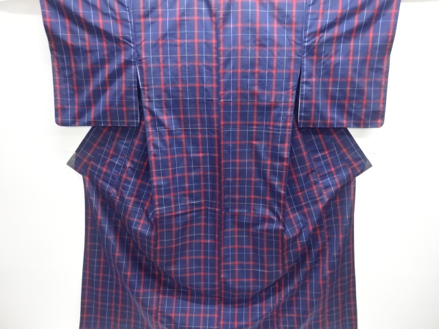 JAPANESE KIMONO / KIMONO ENSEMBLE / SILK / YONEZAWA TSUMUGI / GRID