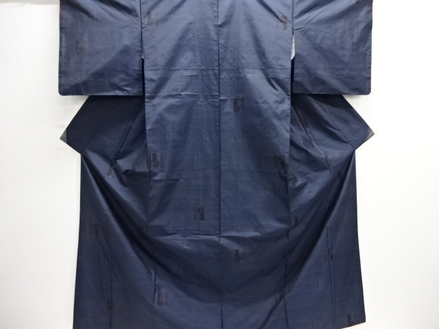 JAPANESE KIMONO / SILK / DORO OSHIMA TSUMUGI / WOVEN SHIKISHI & FLOWERS