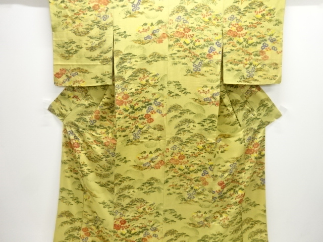 大正ロマン　錦紗草花模様着物