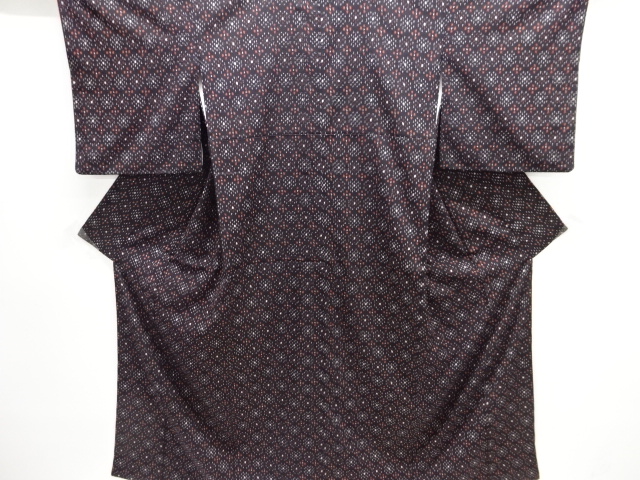 JAPANESE KIMONO / ANTIQUE OMESHI / TAISHO ROMAN STYLE / SILK / WOVEN KASURI