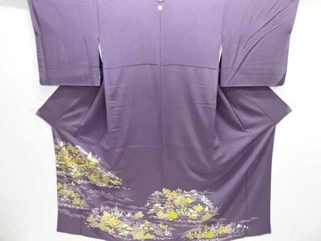 千總謹製　家屋風景模様刺繍一つ紋色留袖