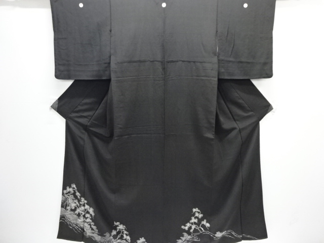 JAPANESE KIMONO / ANTIQUE TOMESODE / SILK / KINSHA / EMBROIDERY / PINE
