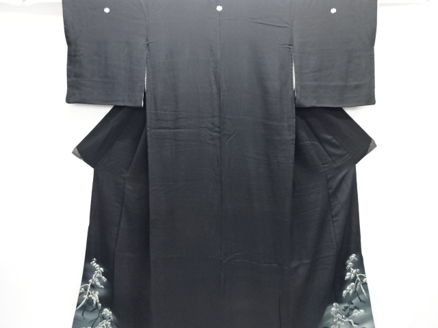 JAPANESE KIMONO / ANTIQUE TOMESODE / SILK / KINSHA / EMBROIDERY / PINE
