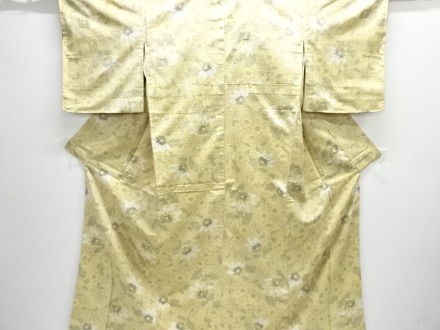 JAPANESE KIMONO / TSUMUGI / WOVEN FLOWER 