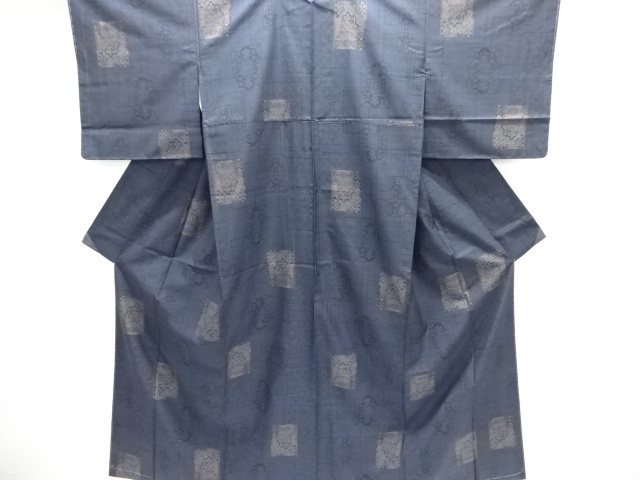 JAPANESE KIMONO / UNUSED / SILK / DORO OSHIMA TSUMUGI / WOVEN SHIKISHI & FLOWERS