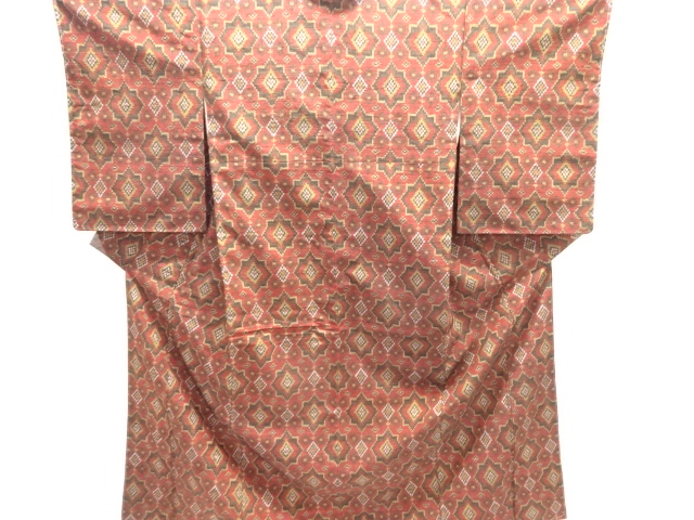 JAPANESE KIMONO / TSUMUGI / WOVEN FLOWER CREST 