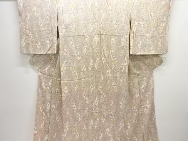 JAPANESE KIMONO / ANTIQUE KIMONO / SILK / KINSHA / GEOMETRIC