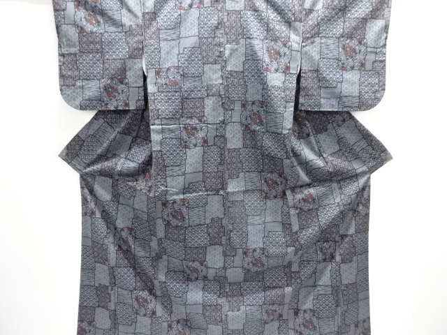 JAPANESE KIMONO / SILK / NISHIJIN / DENSHO TSUMUGI / WOVEN SHIKISHI & CHINESE FLOWERS