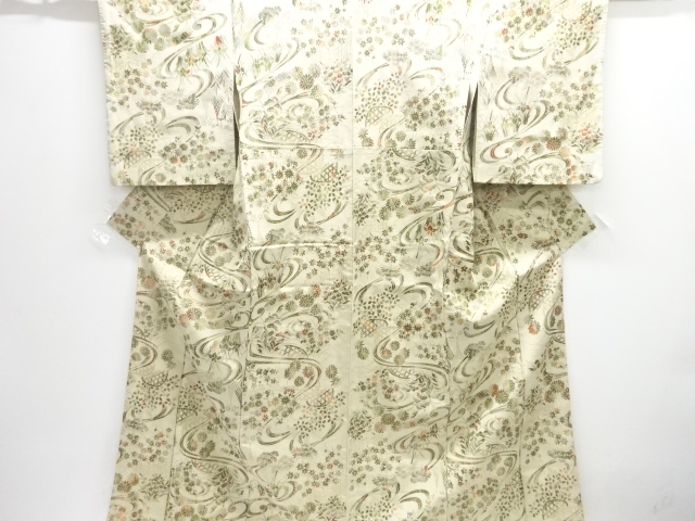大正ロマン　草花模様織り出し着物