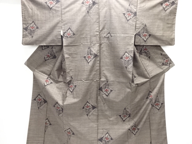 JAPANESE KIMONO / SILK / DORO OSHIMA TSUMUGI / WOVEN SHIKISHI & FLOWERS