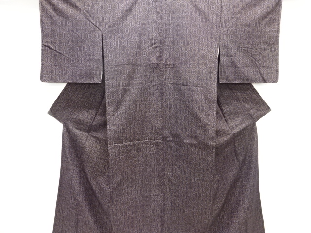 JAPANESE KIMONO / UNUSED / SILK / HAND WOVEN TSUMUGI / FLORAL CREST