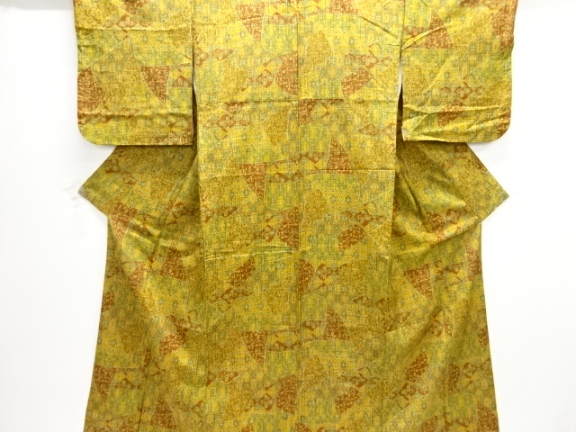 JAPANESE KIMONO / ANTIQUE KIMONO / SILK / OSHIMA TSUMUGI / FLORAL SARASA