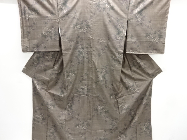 JAPANESE KIMONO / UNUSED / SILK / DORO OSHIMA TSUMUGI / WOVEN LEAVES