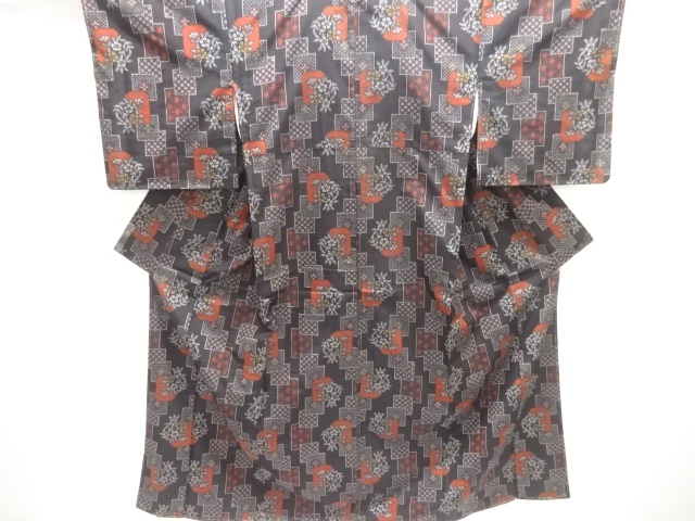 JAPANESE KIMONO / UNUSED KIMONO ENSEMBLE / SILK / NISHIJIN / DENSHO TSUMUGI / WOVEN FLOWERS & SHIKISHI