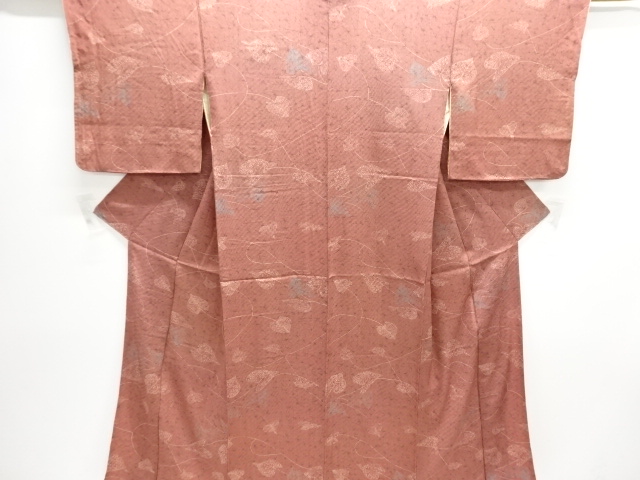 JAPANESE KIMONO / ANTIQUE KIMONO / SILK / MON KINSHA / LEAVES