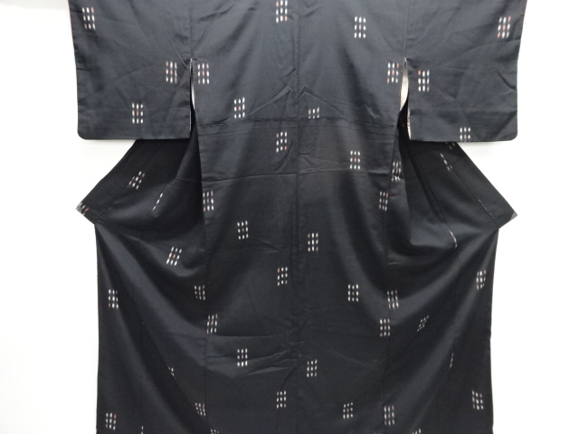 JAPANESE KIMONO / ANTIQUE OMESHI / TAISHO ROMAN STYLE / SILK / WOVEN GEOMETRIC