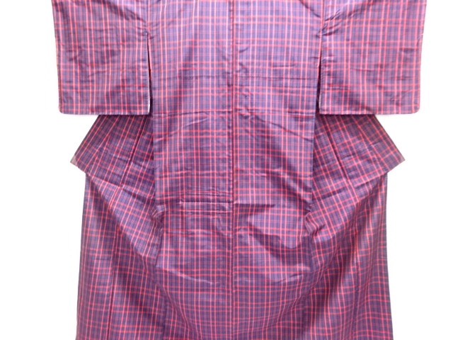 JAPANESE KIMONO / KIMONO ENSEMBLE / SILK / YONEZAWA TSUMUGI / GRID