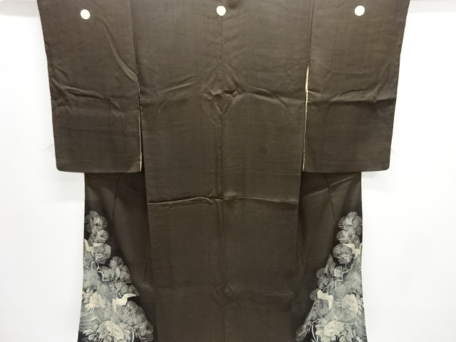JAPANESE KIMONO / ANTIQUE TOMESODE / SILK / KINSHA / EMBROIDERY / PINE & CRANE