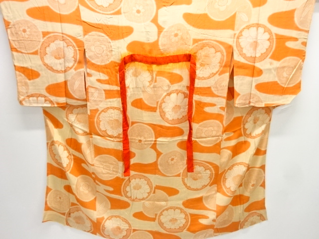 JAPANESE KIMONO / ANTIQUE HITOE JUBAN / SILK / KINSHA / FLOWER