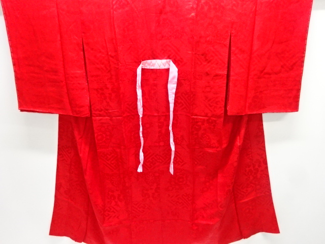 JAPANESE KIMONO / ANTIQUE JUBAN / SILK / WOVEN FAN & FLORAL CART