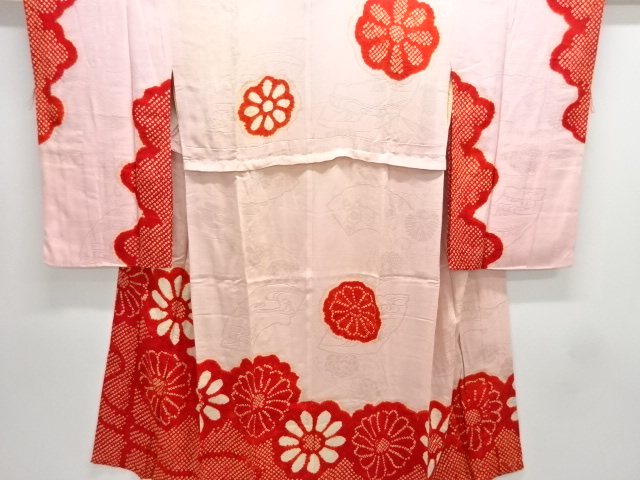 JAPANESE KIMONO / ANTIQUE JUBAN / SILK / MON KINSHA / SHIBORI / KIKU