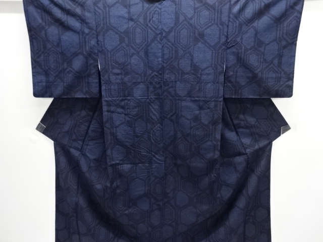 JAPANESE KIMONO / SILK / TOKAMACHI TSUMUGI / WOVEN GEOMETRIC PATTERN