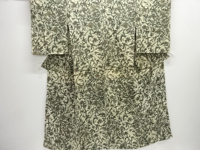 JAPANESE KIMONO / ANTIQUE KIMONO / SILK / MON KINSHA / FLOWER