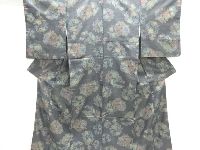 JAPANESE KIMONO / OMESHI KIMONO / SILK / NISHIJIN / WOVEN FLORAL ROUNDEL PATTERN