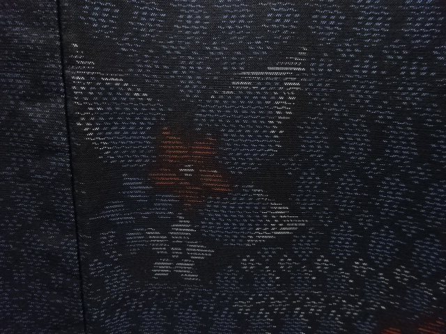 JAPANESE KIMONO / ANTIQUE KIMONO / SILK / DORO OSHIMA TSUMUGI / WOVEN FLORAL PLANTS