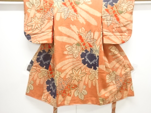JAPANESE KIMONO / ANTIQUE KIMONO / SILK / CHIRIMEN / KIKU