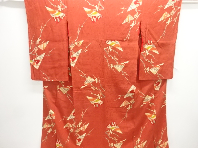 JAPANESE KIMONO / ANTIQUE KIMONO / SILK / MON KINSHA / BRANCH FLOWER