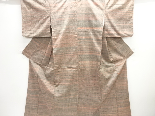 草木染　郡上紬　横段織り出し着物