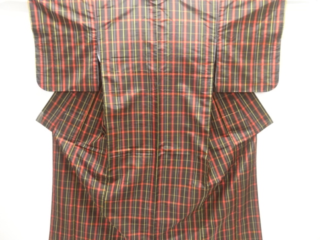 JAPANESE KIMONO / UNUSED / SILK / YONEZAWA TSUMUGI / WOVEN GRID
