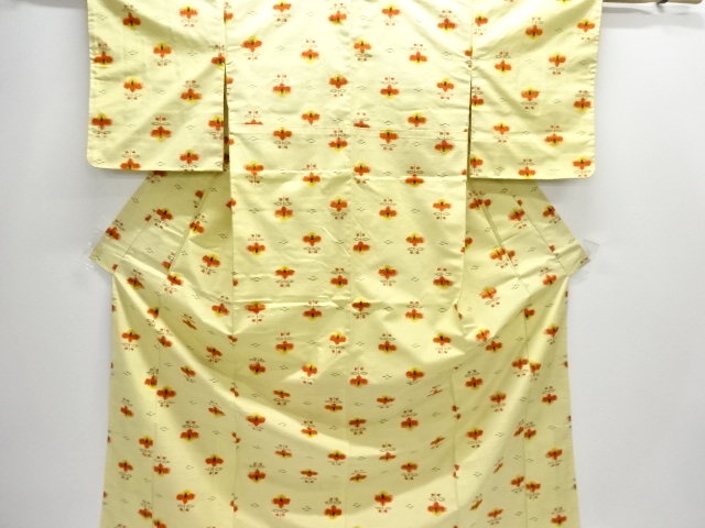 JAPANESE KIMONO / UNUSED / SILK / HAND WOVEN TSUMUGI / FLOWERS