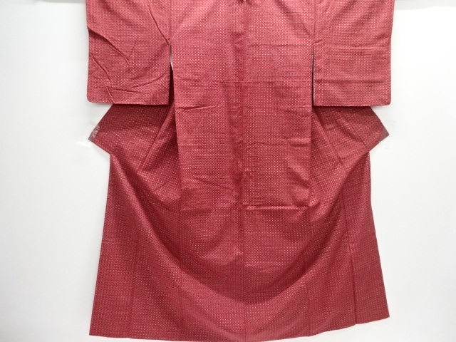 JAPANESE KIMONO / UNUSED / SILK / HAND WOVEN TSUMUGI / STRIPE & GEOMETRIC PATTERN