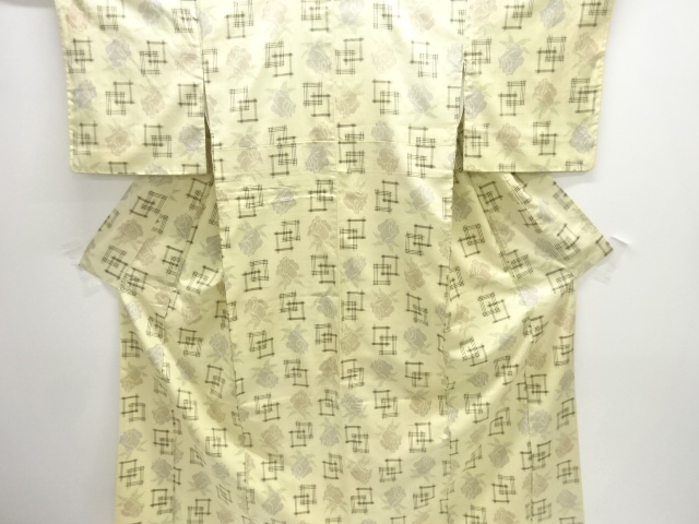 JAPANESE KIMONO / ANTIQUE KIMONO / SILK / TSUMUGI / WOVEN ROSE