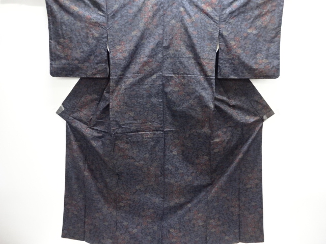 JAPANESE KIMONO / DORO OSHIMA TSUMUGI / WOVEN FLORAL PLANTS