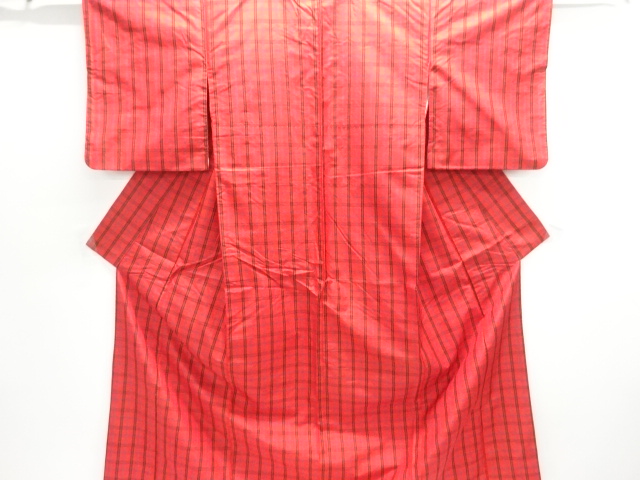 JAPANESE KIMONO / ANTIQUE ENSEMBLE KIMONO / SILK / YONEZAWA TSUMUGI / WOVEN GRID