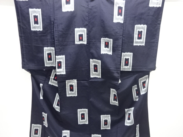 JAPANESE KIMONO / ANTIQUE OMESHI HITOE / TAISHO ROMAN STYLE / SILK / WOVEN SQUARES