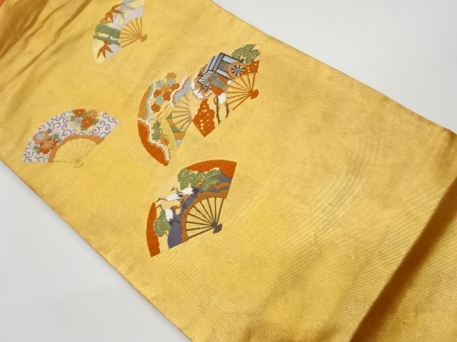 JAPANESE KIMONO / VINTAGE NAGOYA OBI / WOVEN CRANES & AUTUMN FLOWERS