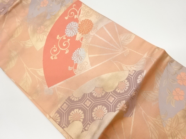 JAPANESE KIMONO / VINTAGE NAGOYA OBI / WOVEN WEEPING SAKURA & KIKU ARABESQUE