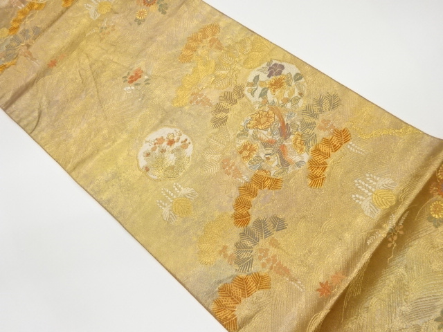 耀貝箔松華蒔絵波紋織出し袋帯