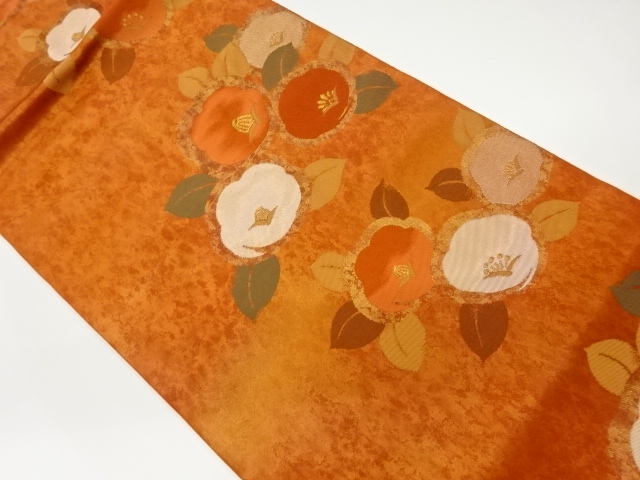JAPANESE KIMONO / NAGOYA OBI / SILK / WOVEN CAMELLIA